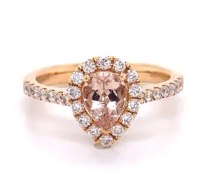 1.05ct tw Pear Shape Morganite and Diamond Ring