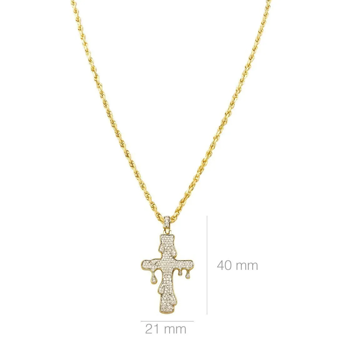 10k White Gold Diamond Drip Cross Pendant 0.73 Ctw