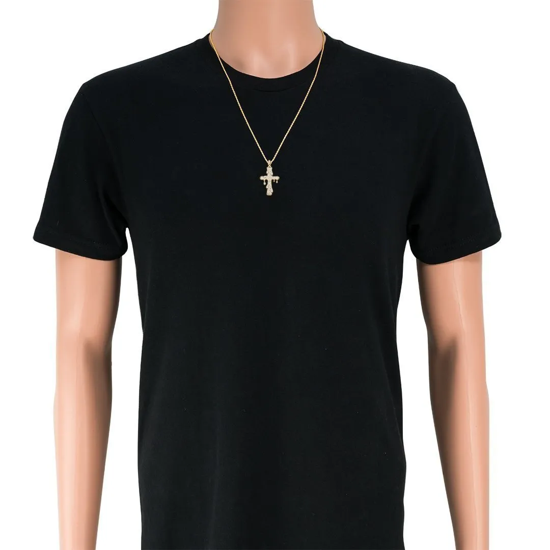 10k White Gold Diamond Drip Cross Pendant 0.73 Ctw