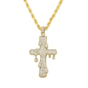 10k White Gold Diamond Drip Cross Pendant 0.73 Ctw