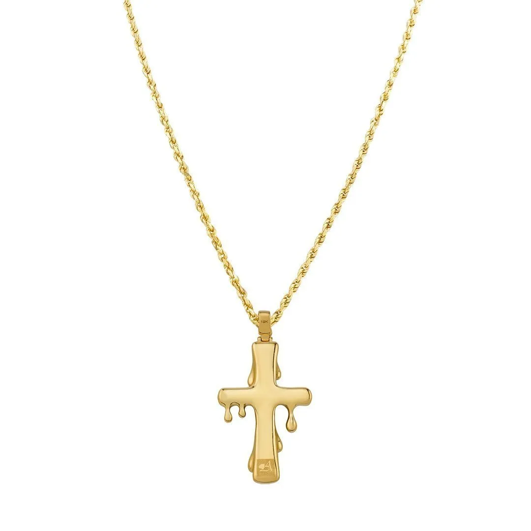 10k Yellow Gold Diamond Drip Cross Pendant 1.59 Ctw