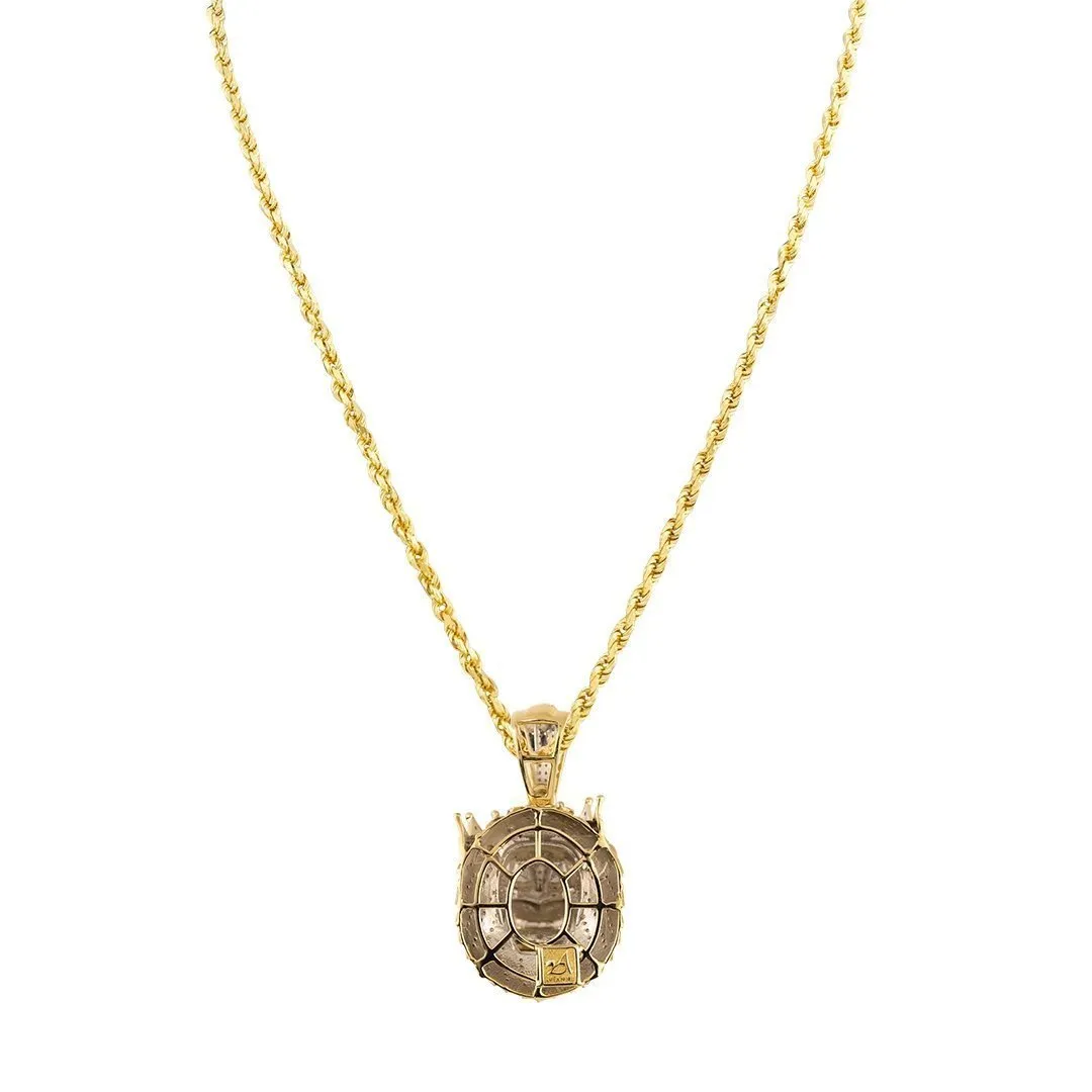 10k Yellow Gold Diamond Lion Head with Crown Pendant 1 Ctw