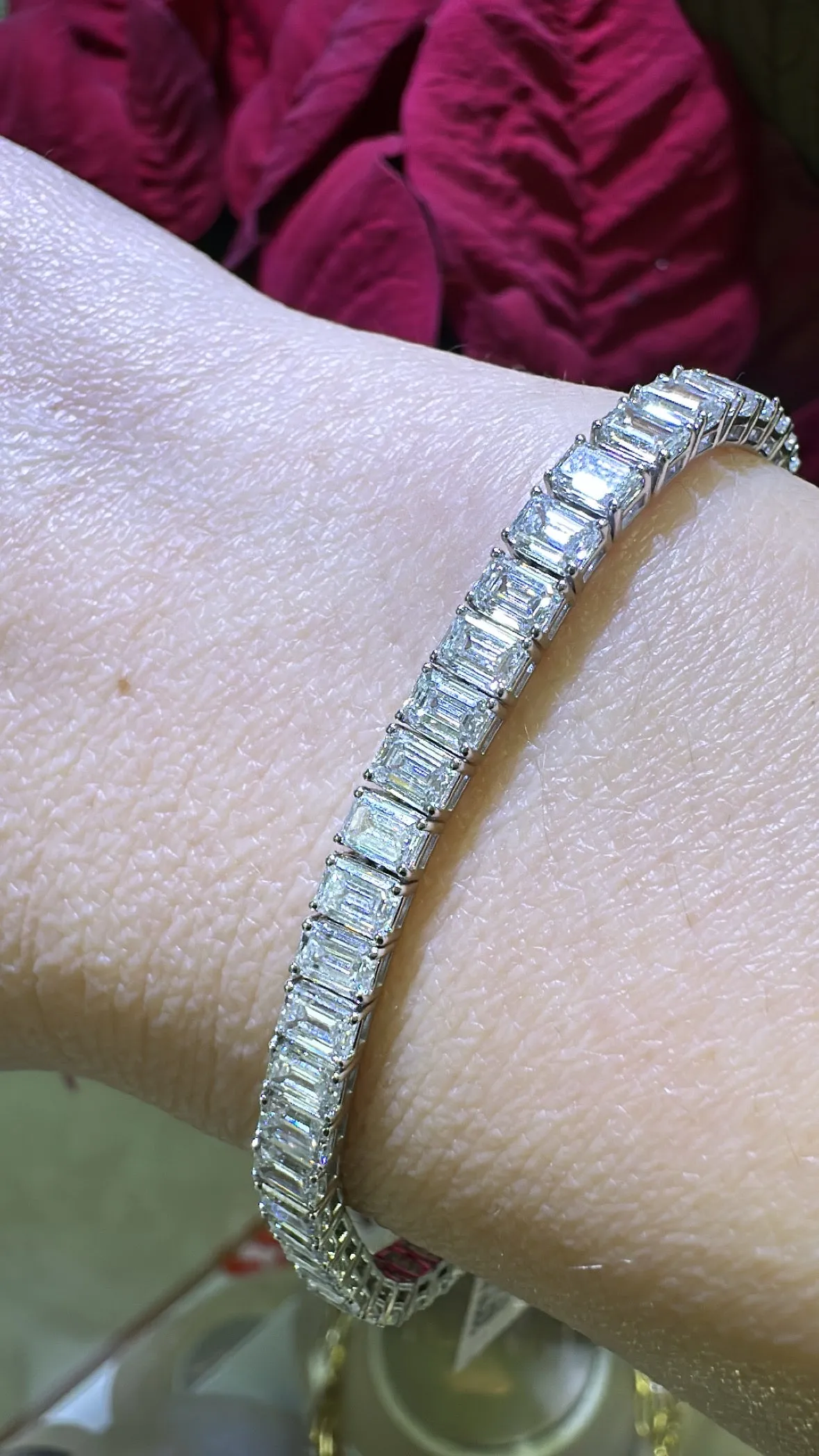 11.79carat Lab Diamond Emerald-cut Statement Tennis Bracelet