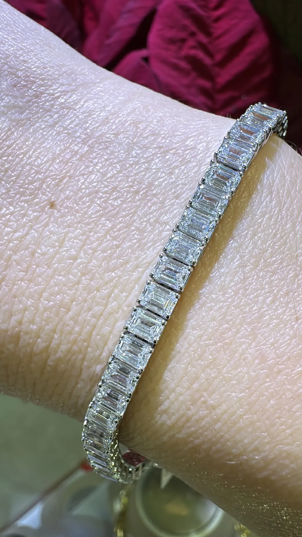 11.79carat Lab Diamond Emerald-cut Statement Tennis Bracelet