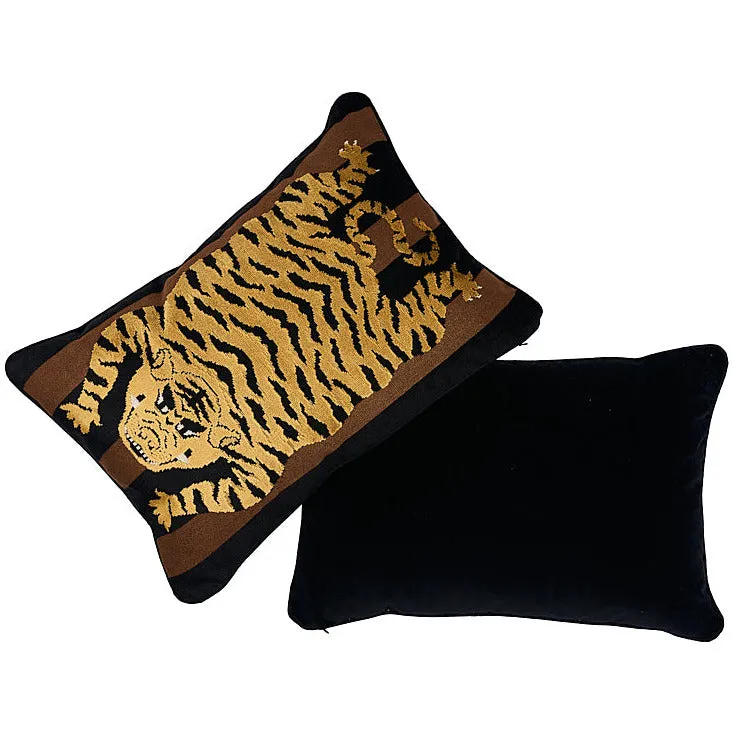 12X20 SCHUMACHER JOKHANG TIGER PILLOWS BROWN BLACK