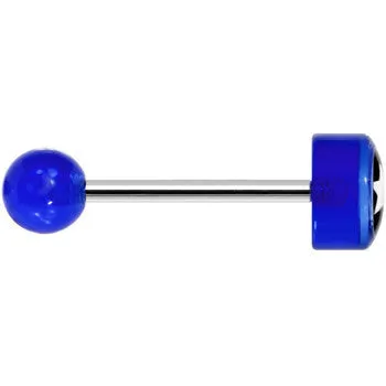 14 Gauge 5/8 Blue Acrylic Black and White Star Tongue Ring