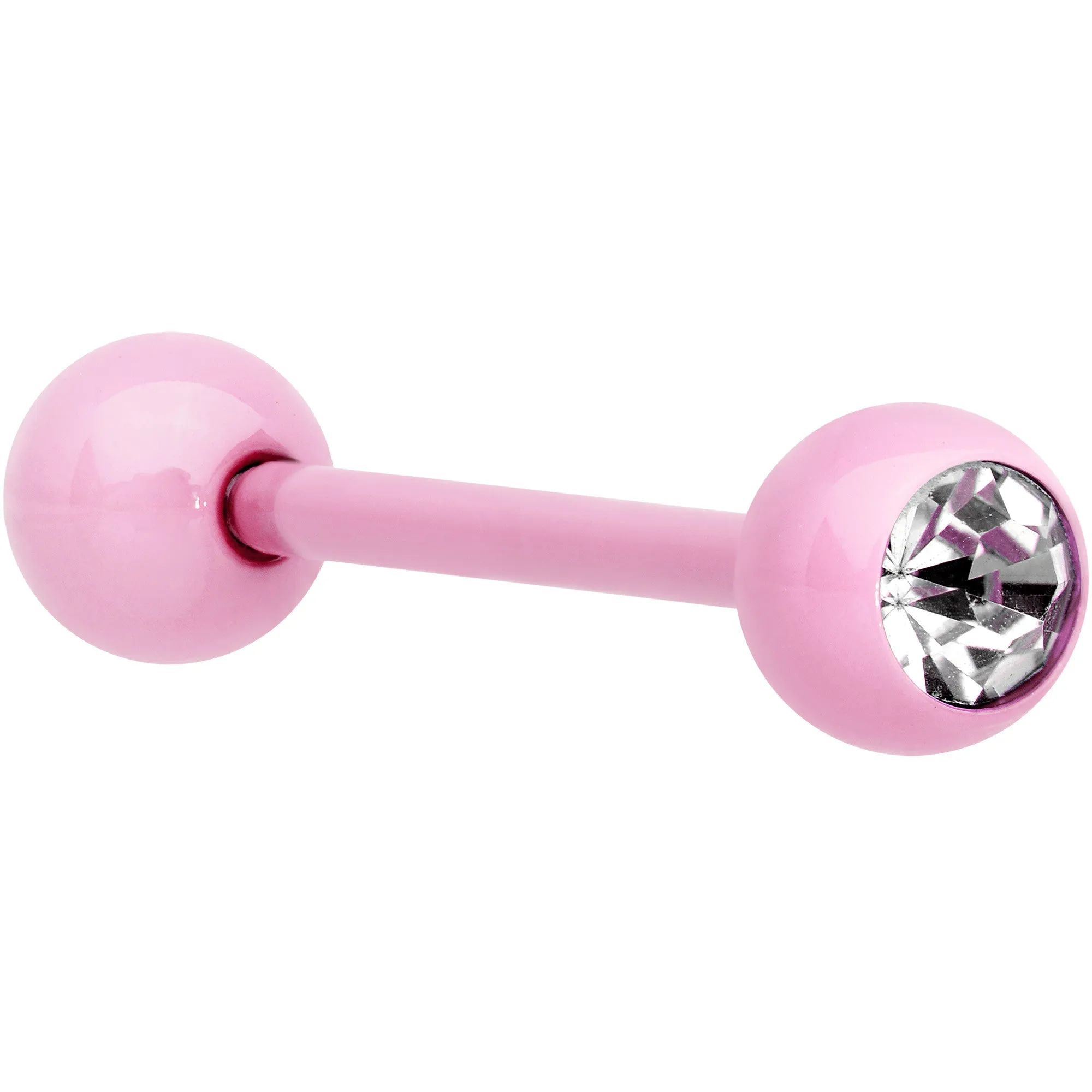14 Gauge 5/8 Clear Gem Pink Acrylic Over Steel Tongue Ring