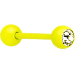 14 Gauge 5/8 Clear Gem Yellow Acrylic Over Steel Tongue Ring