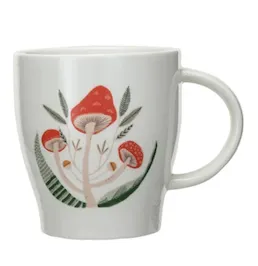 14 oz. Stoneware Mug w/ Mushrooms, 4 Styles