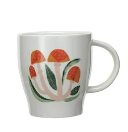 14 oz. Stoneware Mug w/ Mushrooms, 4 Styles
