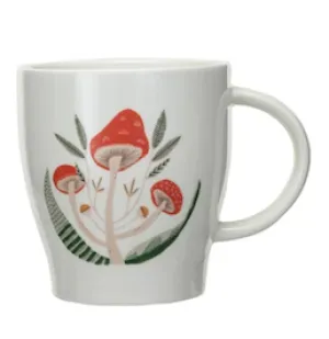 14 oz. Stoneware Mug w/ Mushrooms, 4 Styles