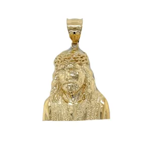 14K Gold 3D Jesus Head Religious Charm Pendant