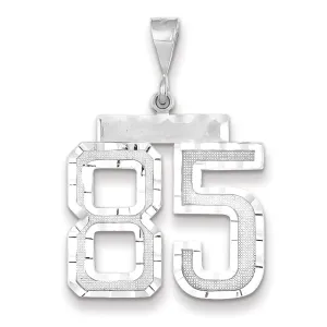 14k White Gold Diamond Cut Finish Large Size Number 85 Charm Pendant