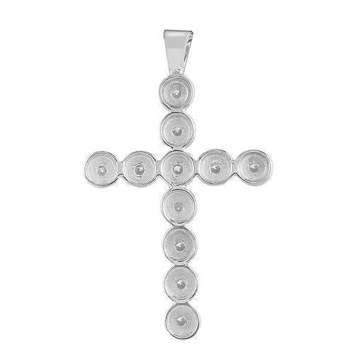 14K White Solid Gold Womens Bezel Set Diamond Cross 0.59 Ctw