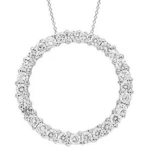 14K White Solid Gold Womens Diamond Circle Pendant 2.00 Ctw