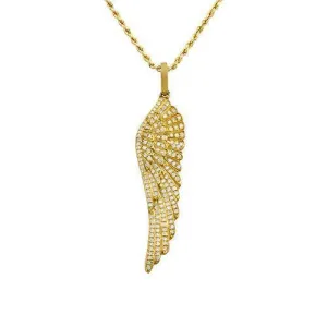 14k Yellow Gold Diamond Wing Pendant 2.50 Ctw