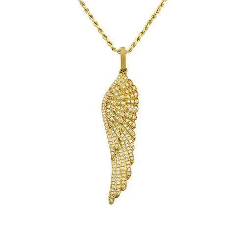 14k Yellow Gold Diamond Wing Pendant 2.50 Ctw
