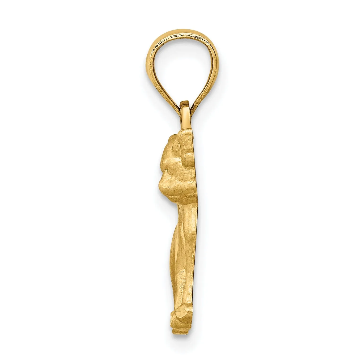 14k Yellow Gold Solid Diamond Cut Satin Finish German Chihuahua Dog Charm Pendant