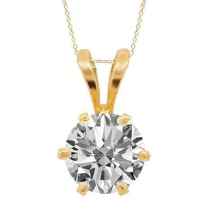 14K Yellow Solid Gold Diamond Solitaire Pendant 0.53 Ctw