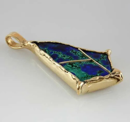 14kt Gold Azurmalachite Pendant