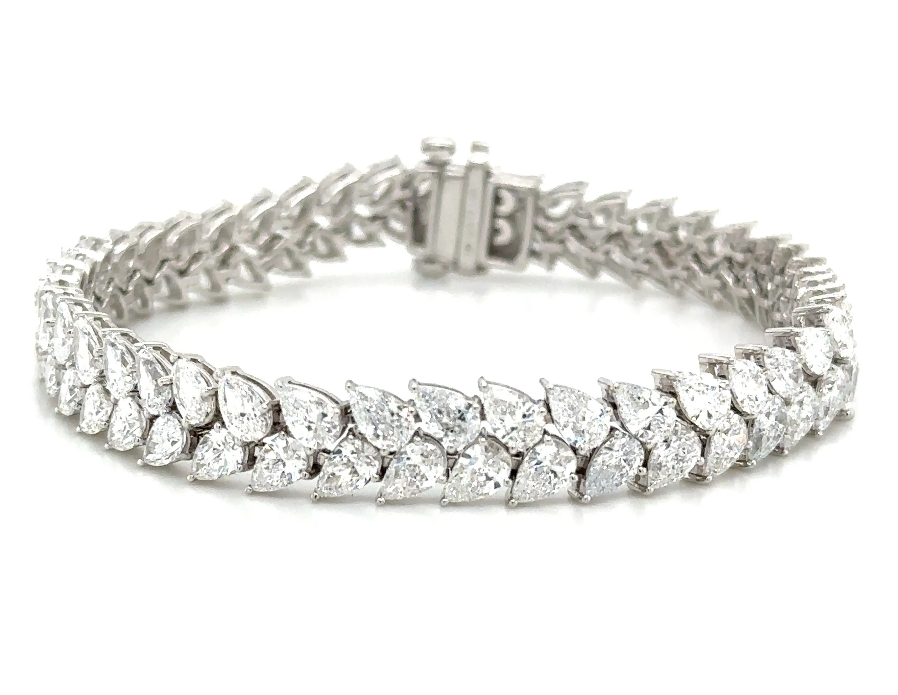 15.12ct t.w. Lab Diamond Two Row Pear-shape Line Statement Bracelet