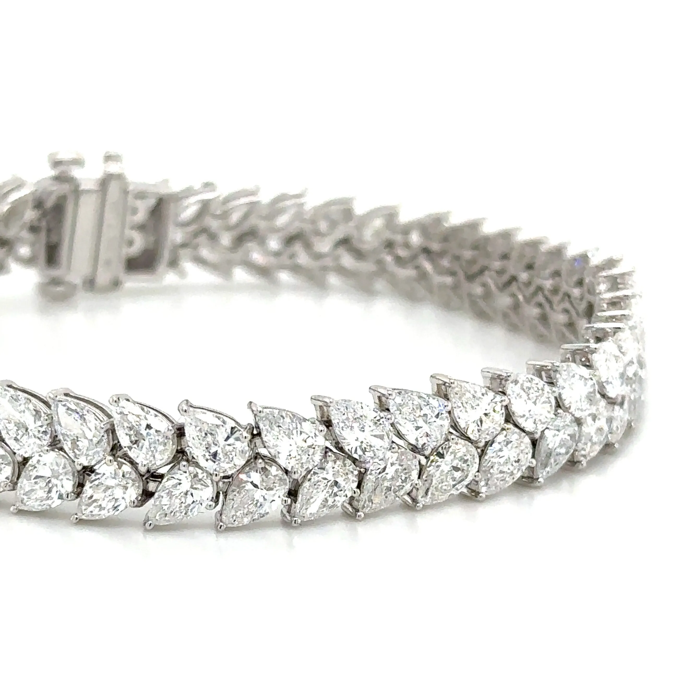 15.12ct t.w. Lab Diamond Two Row Pear-shape Line Statement Bracelet