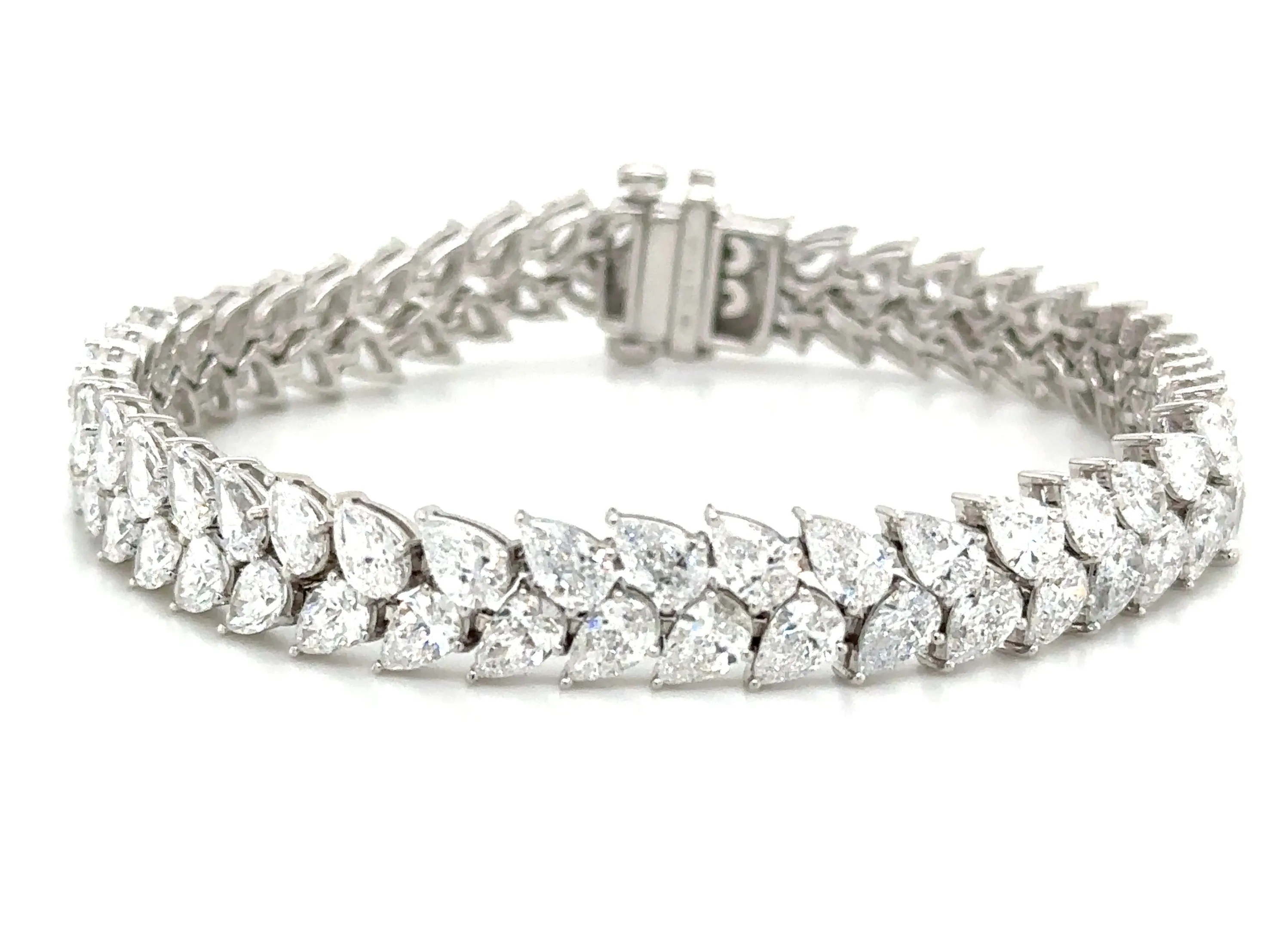 15.12ct t.w. Lab Diamond Two Row Pear-shape Line Statement Bracelet