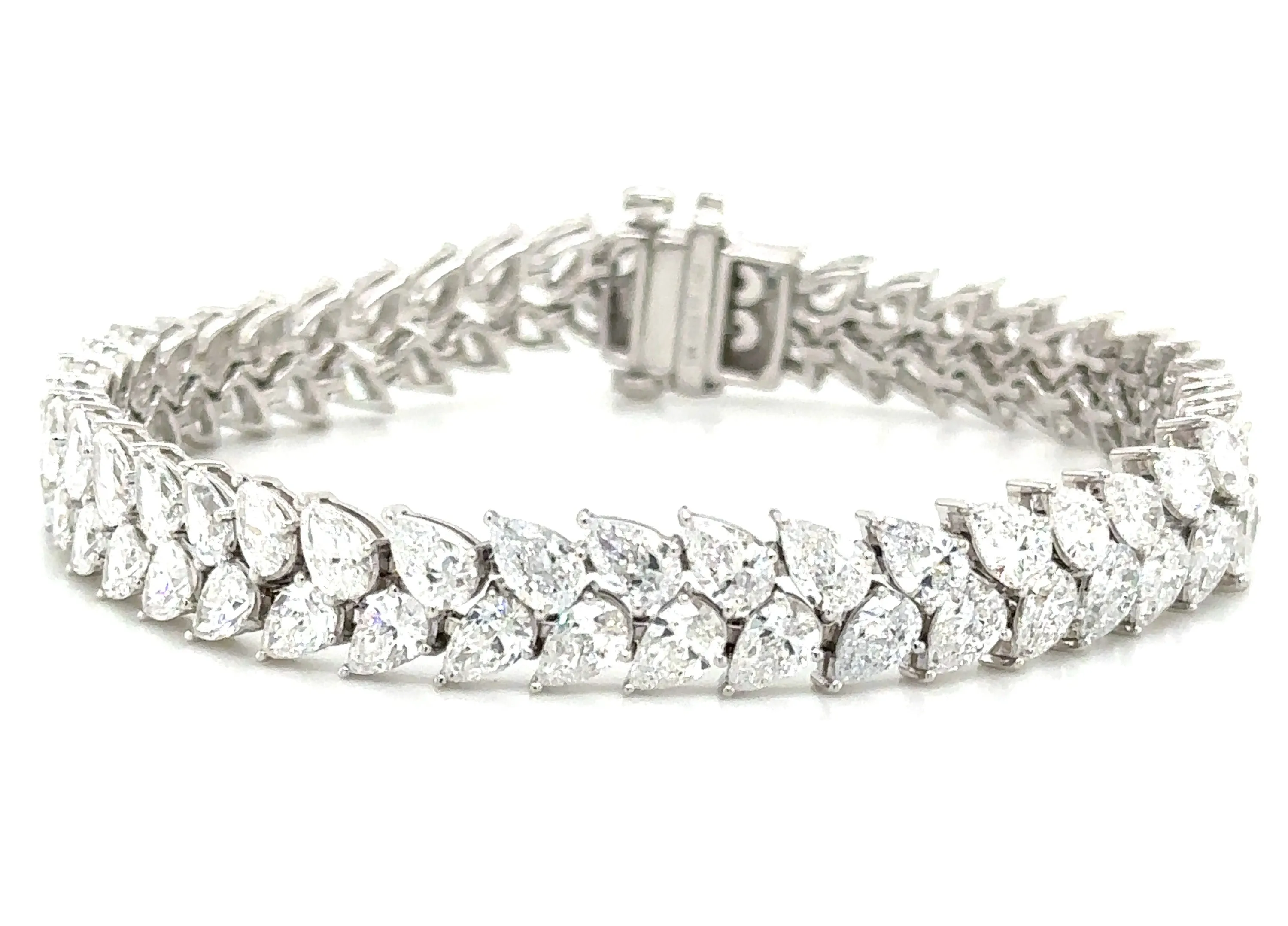 15.12ct t.w. Lab Diamond Two Row Pear-shape Line Statement Bracelet