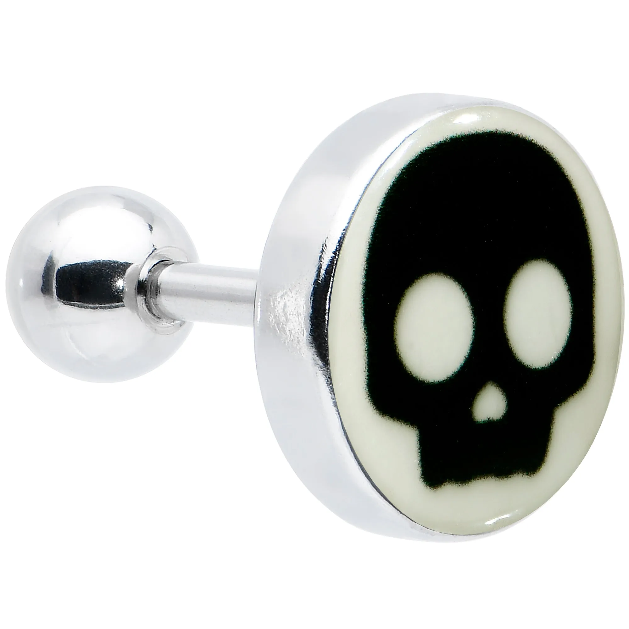 16 Gauge 1/4 Glow in the Dark Simple Skull Tragus Cartilage Earring