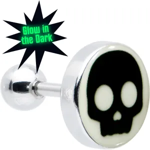 16 Gauge 1/4 Glow in the Dark Simple Skull Tragus Cartilage Earring