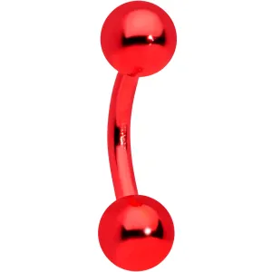 16 Gauge 1/4 Red Simple Curved Eyebrow Ring