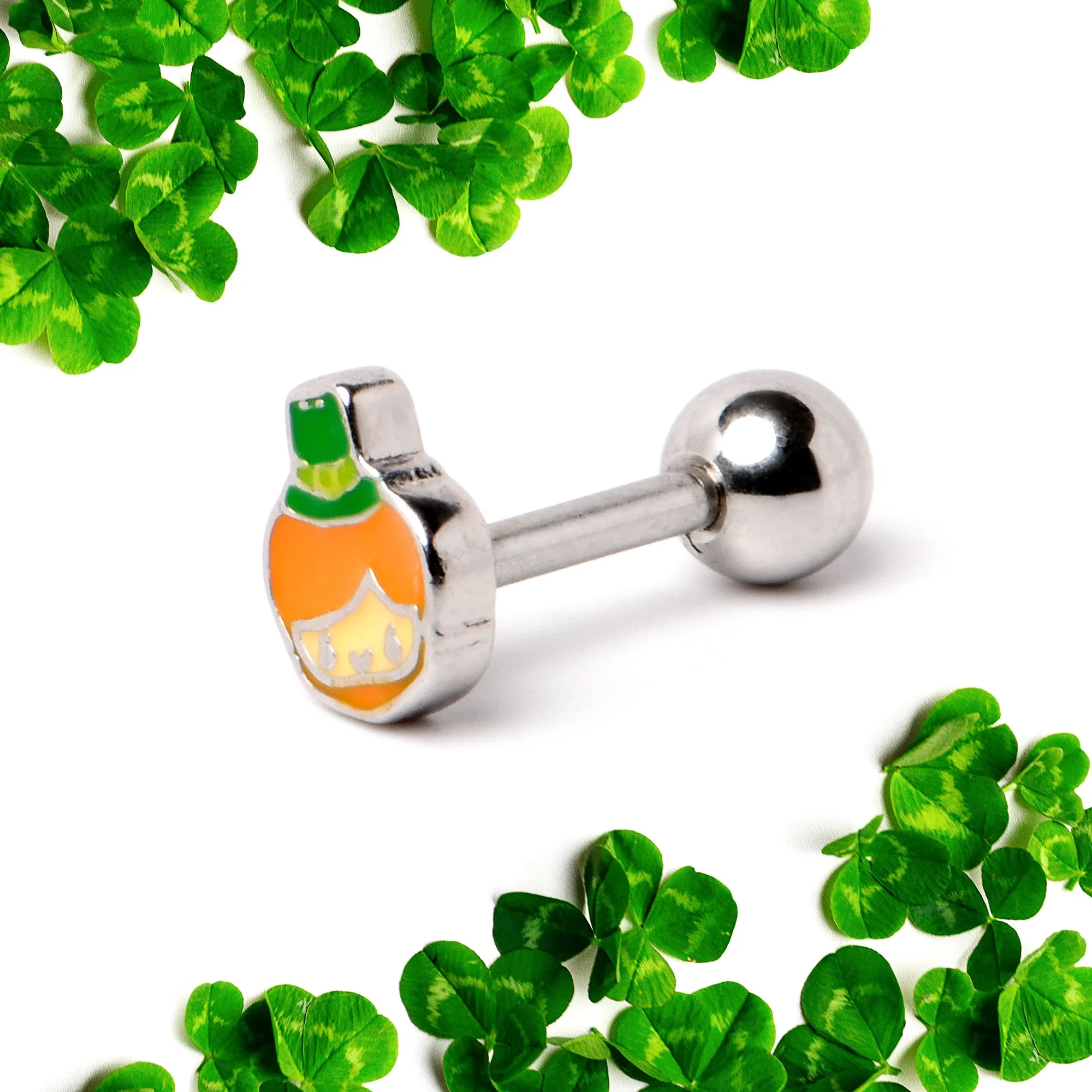 16 Gauge 1/4 Sweet Happy Leprechaun St Patricks Cartilage Tragus Earring
