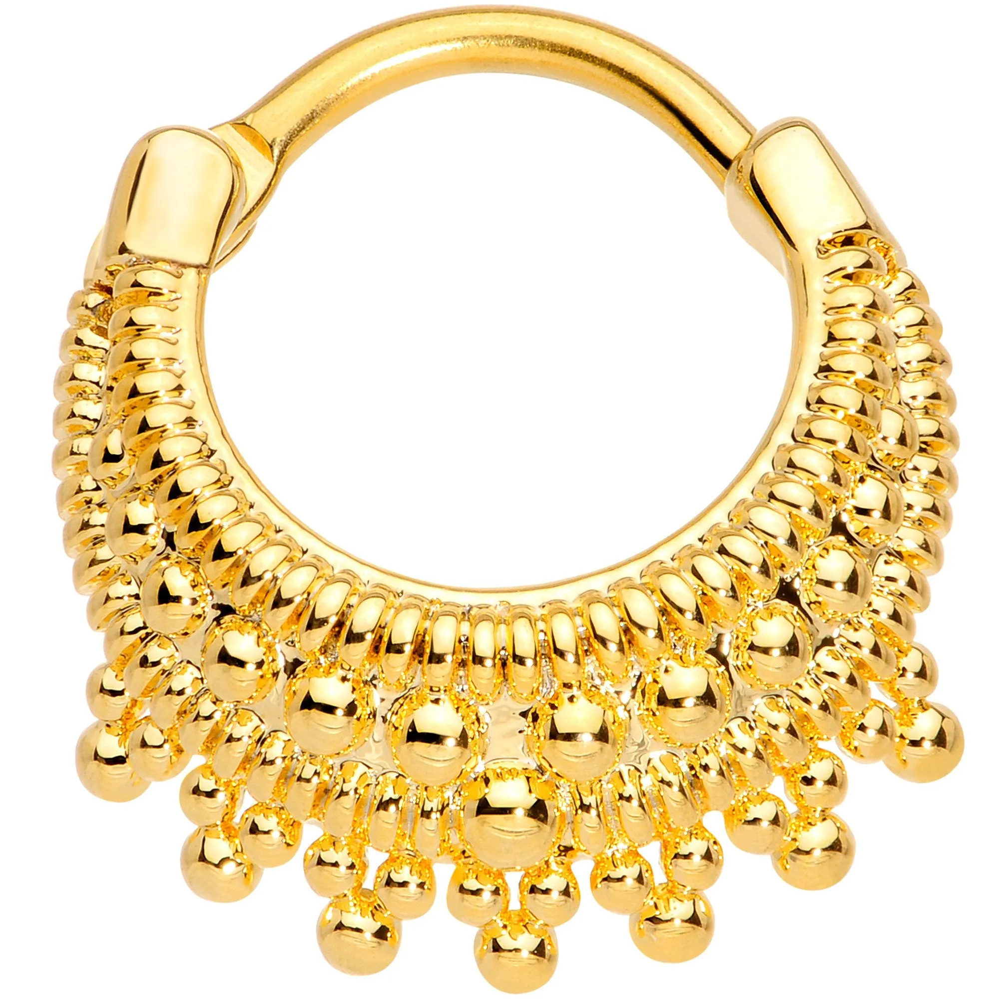 16 Gauge 3/8 Gold Tone Debutante Fashion Hinged Septum Ring