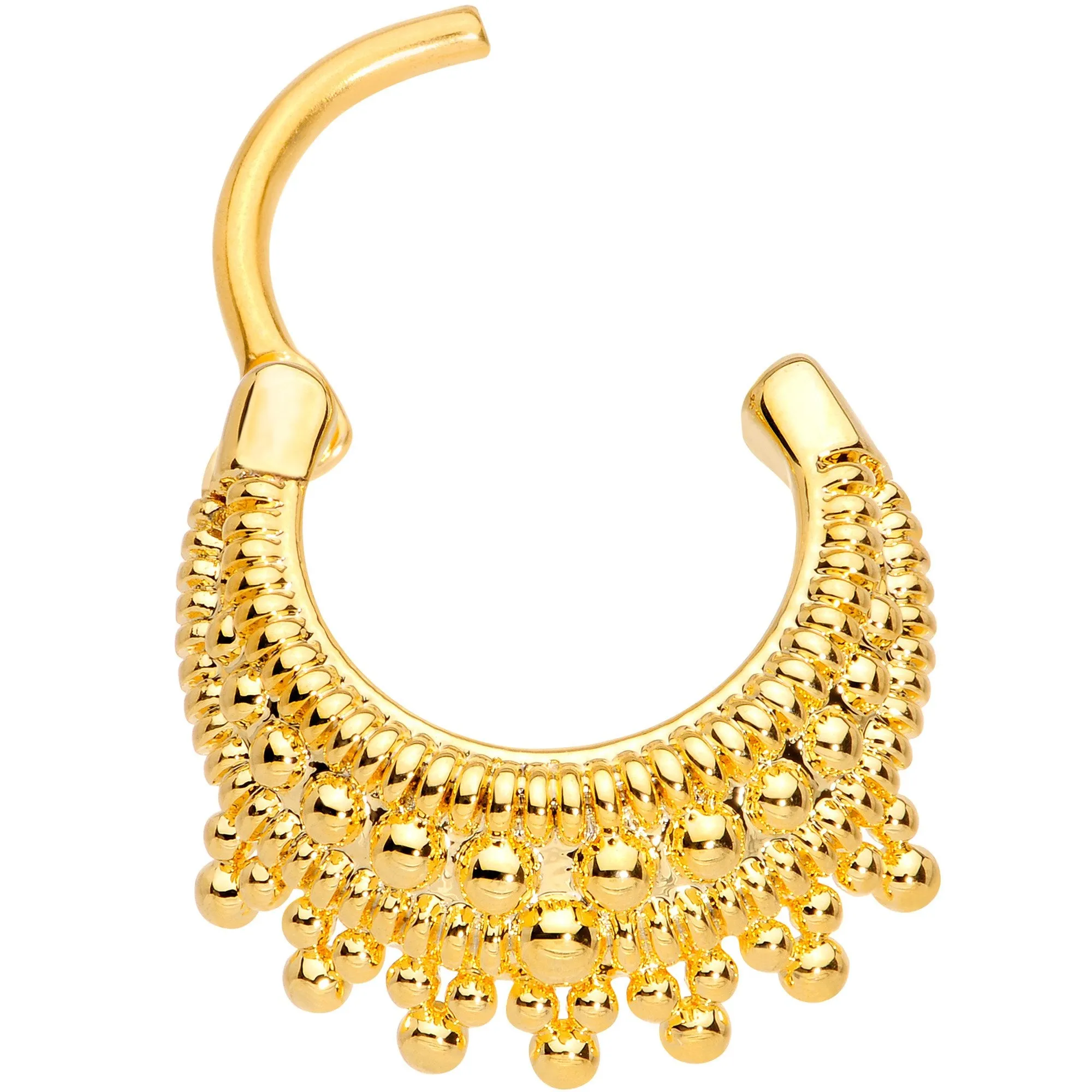 16 Gauge 3/8 Gold Tone Debutante Fashion Hinged Septum Ring