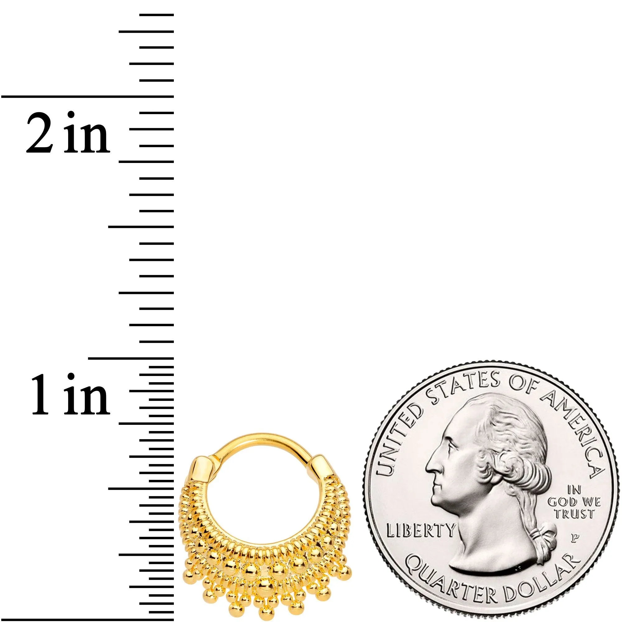 16 Gauge 3/8 Gold Tone Debutante Fashion Hinged Septum Ring
