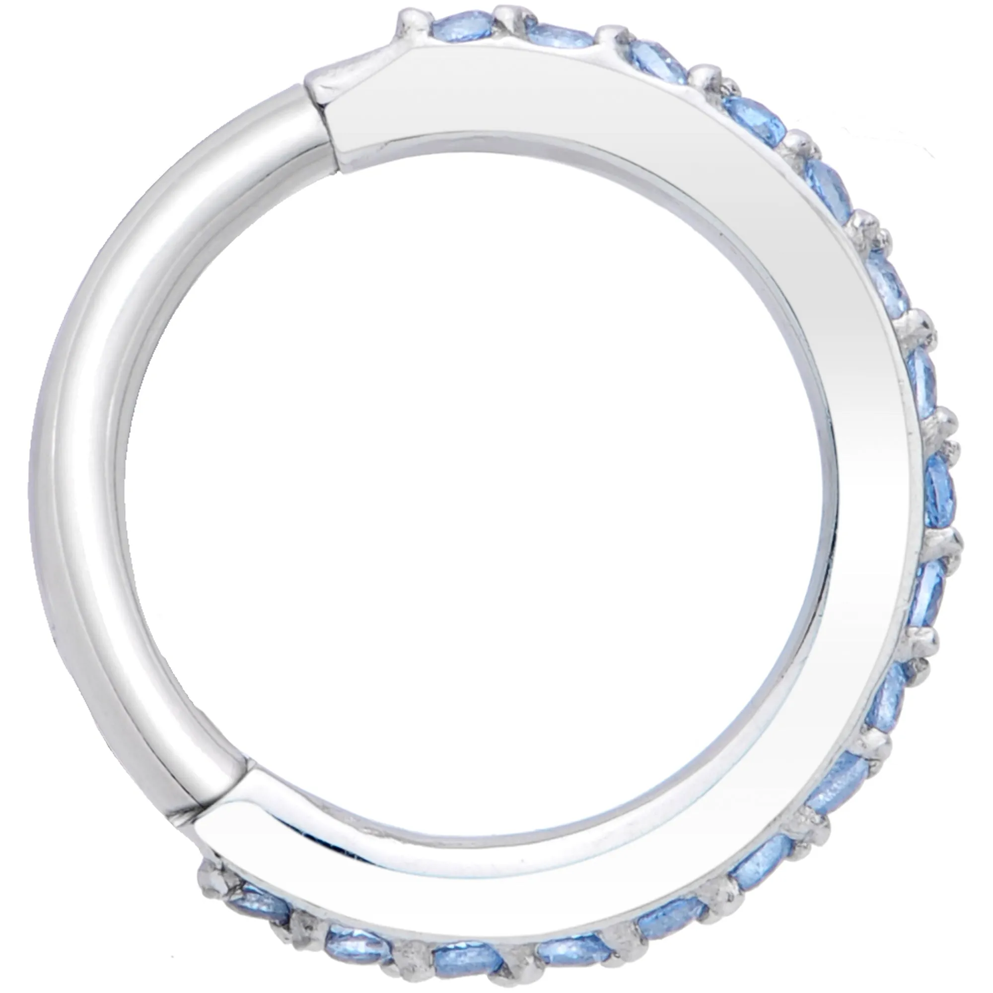 16 Gauge 5/16 Aqua CZ Gem Stainless Steel Hinged Segment Ring