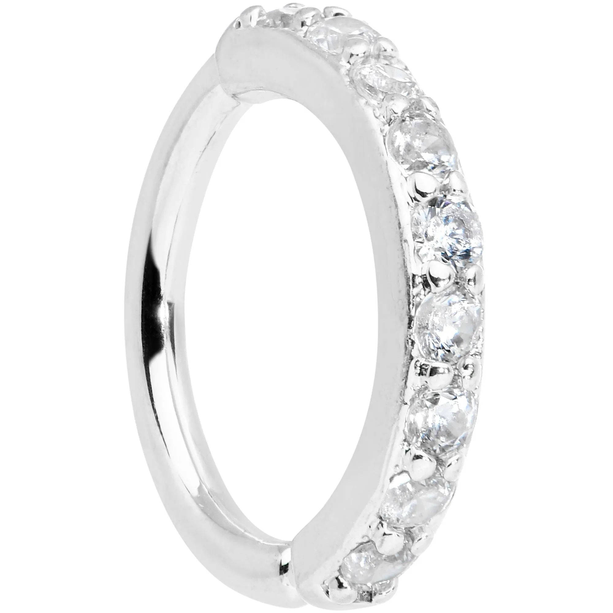 16 Gauge 5/16 Clear CZ Gem Forward Facing Closure Ring