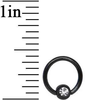 16 Gauge 5/16 Clear Gem Black Anodized Titanium BCR Captive Ring