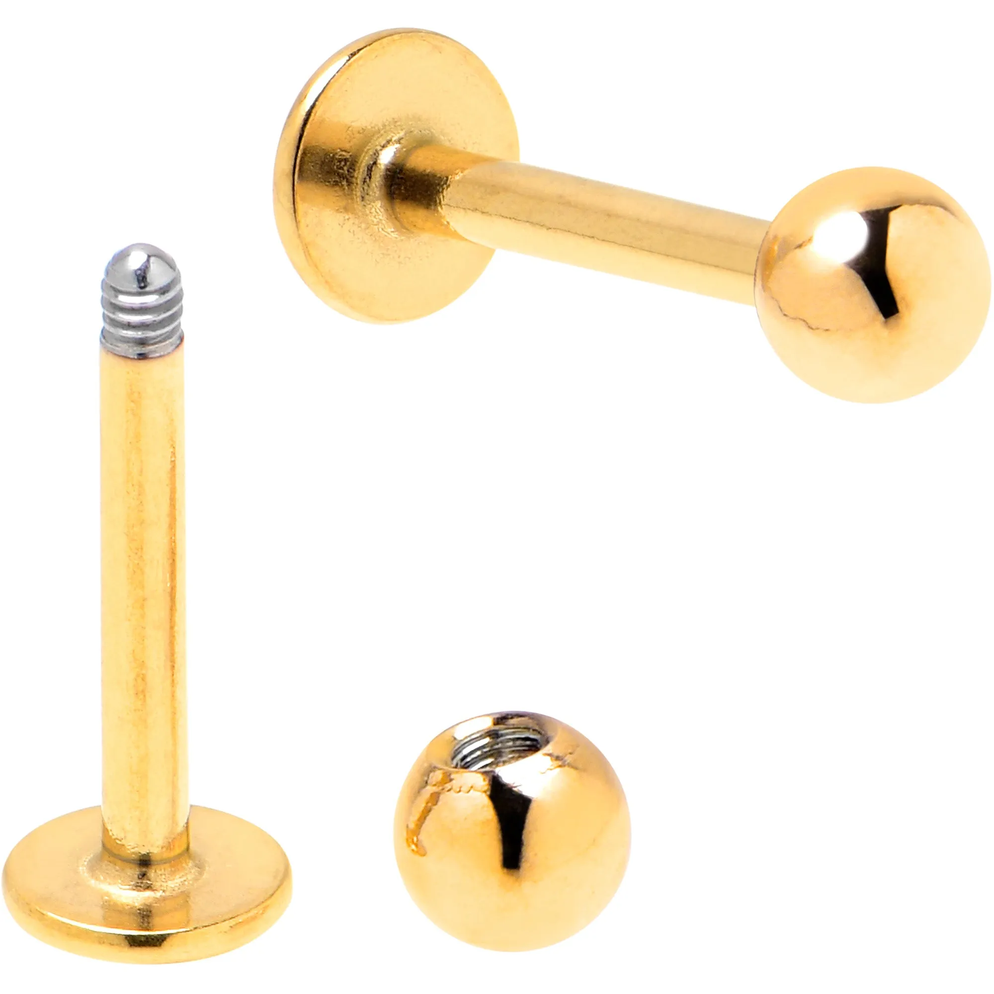 16 Gauge 5/16 Clear Gem Gold Tone Bee Honeycomb Black Labret Set of 4