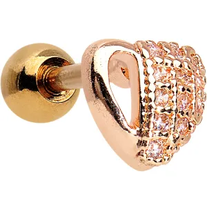 16 Gauge Rose Gold CZ Encrusted Heart Tragus Earring