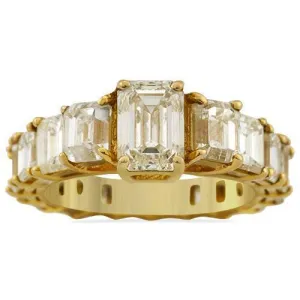 18k Yellow Gold Emerald Cut Diamond Eternity Band Ring 9.13 Ctw