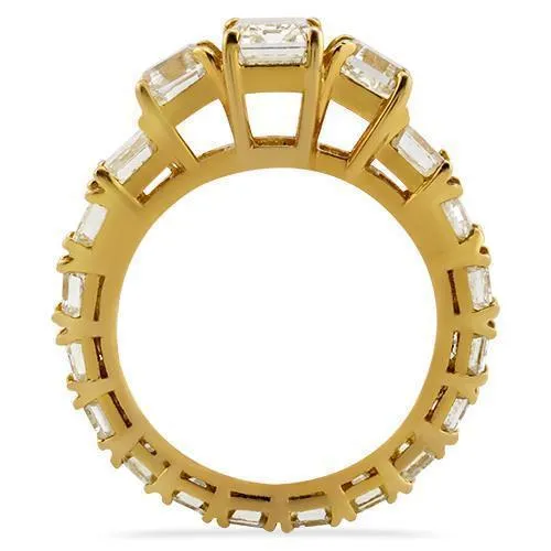 18k Yellow Gold Emerald Cut Diamond Eternity Band Ring 9.13 Ctw