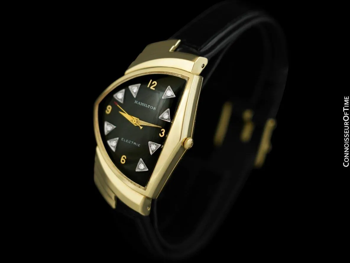 1950's Hamilton Electric Ventura "500" Model Vintage Mens Assymetric Wristwatch - 14K Gold