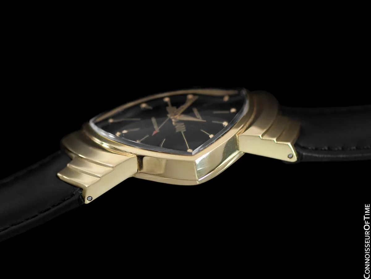 1950's Hamilton Electric Ventura "500" Model Vintage Mens Assymetric Wristwatch - 14K Gold
