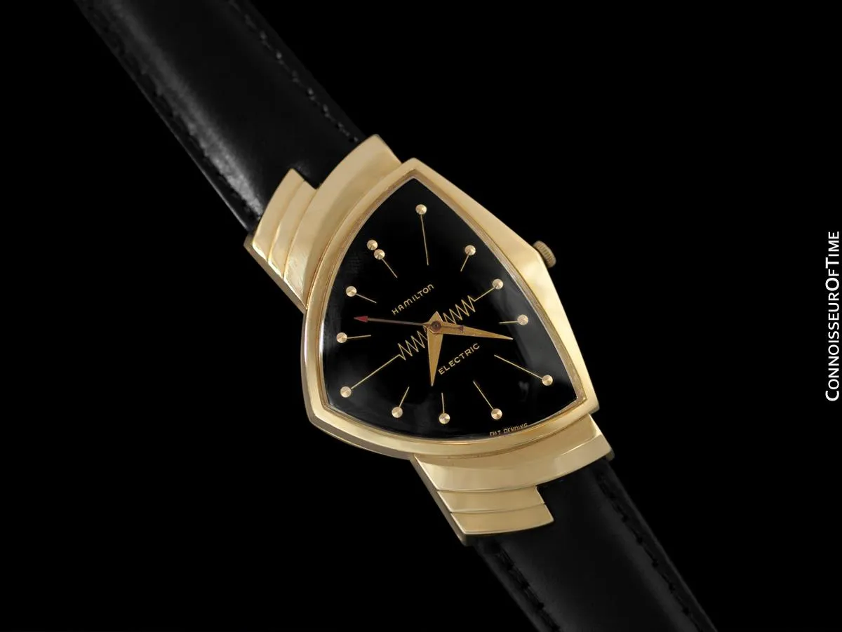 1950's Hamilton Electric Ventura "500" Model Vintage Mens Assymetric Wristwatch - 14K Gold