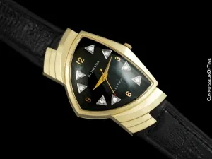 1950's Hamilton Electric Ventura "500" Model Vintage Mens Assymetric Wristwatch - 14K Gold