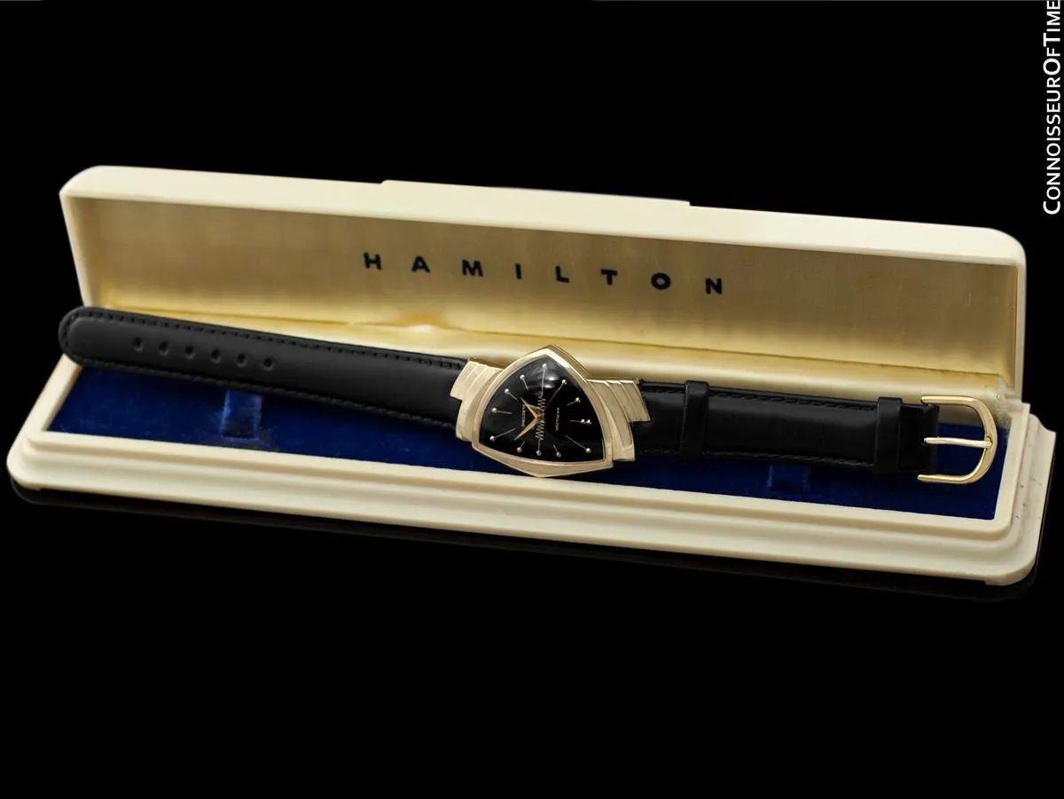 1950's Hamilton Electric Ventura "500" Model Vintage Mens Assymetric Wristwatch - 14K Gold