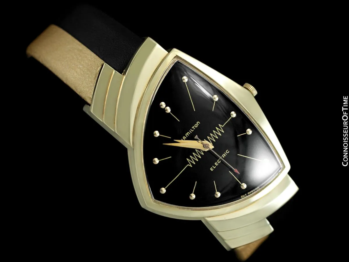 1950's Hamilton Electric Ventura "500" Model Vintage Mens Assymetric Wristwatch - 14K Gold