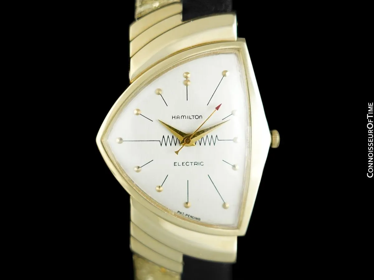 1950's Hamilton Electric Ventura "505" Model Vintage Mens Assymetric Wristwatch - 14K Gold
