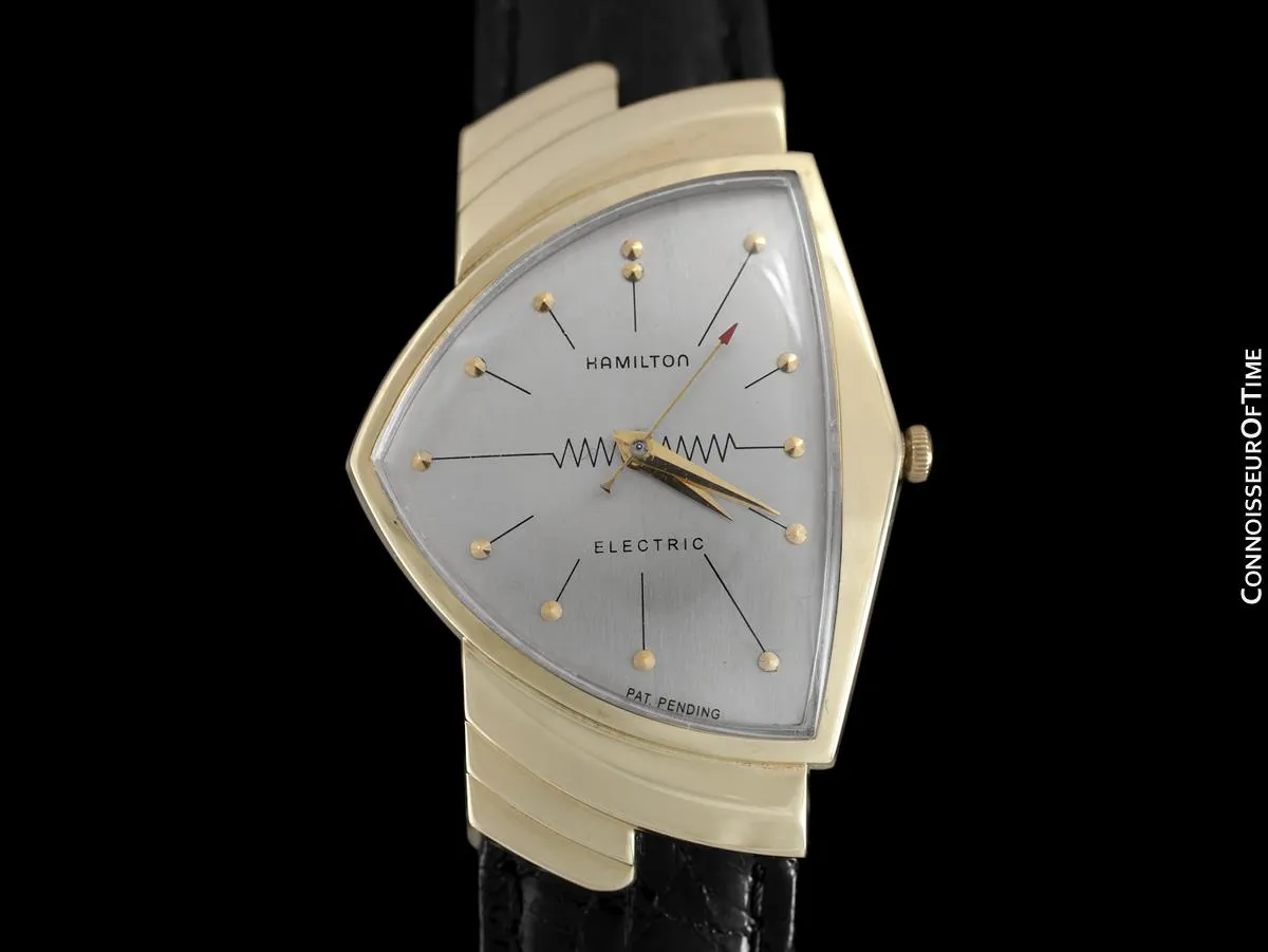 1950's Hamilton Electric Ventura "505" Model Vintage Mens Assymetric Wristwatch - 14K Gold